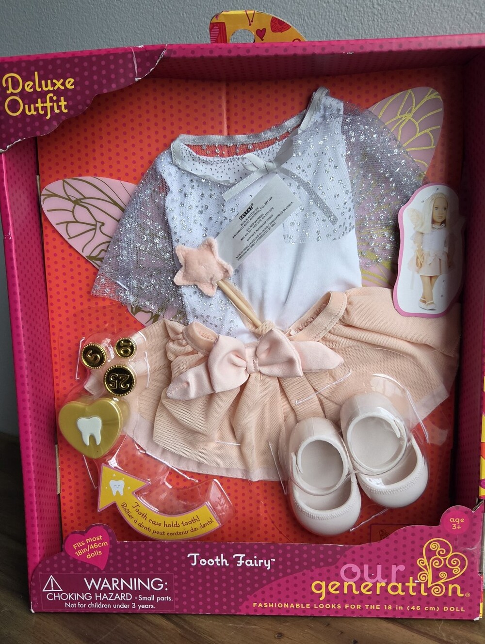 Our Generation Deluxe 18" Doll Outfit Tooth Fairy with wings and tooth case